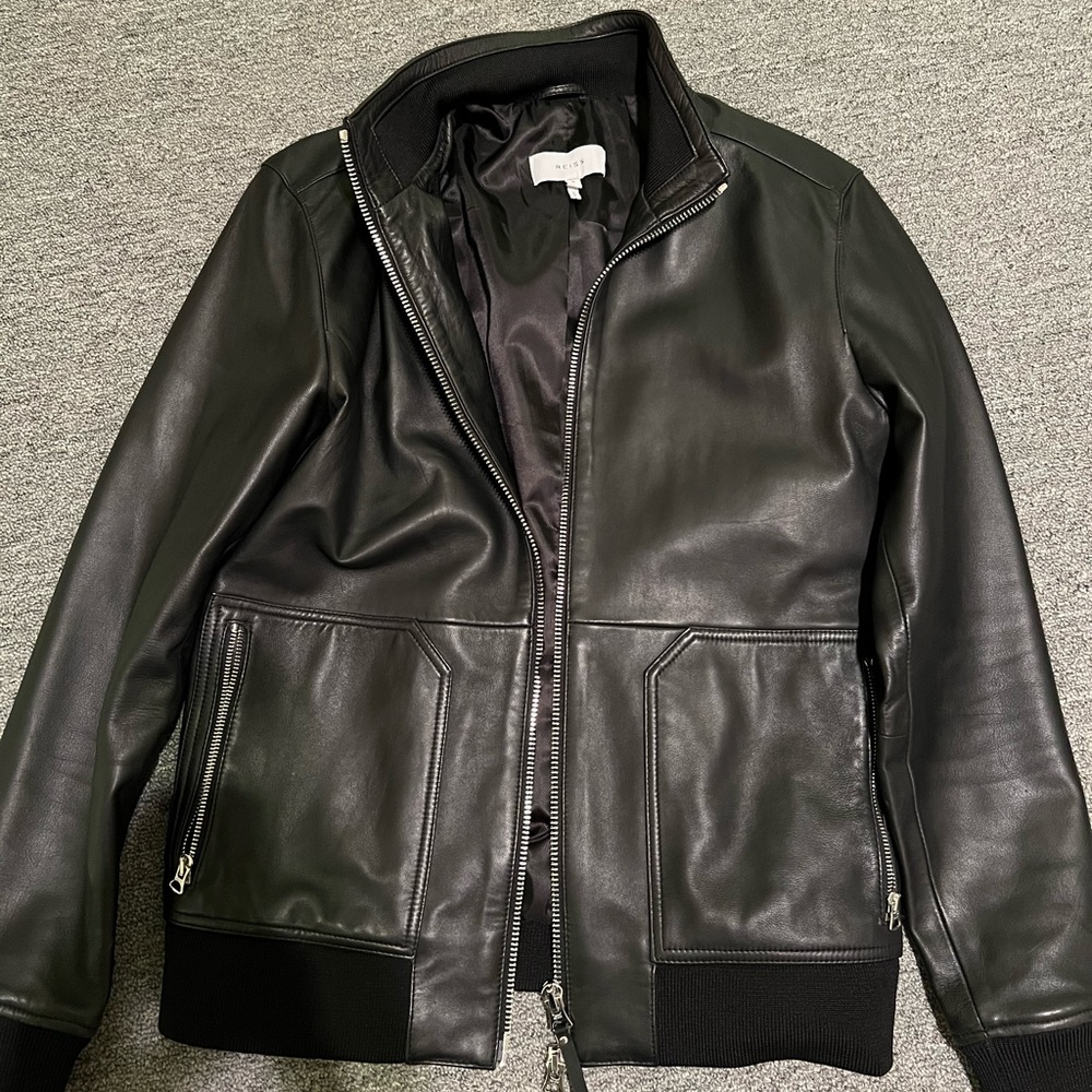 Reiss Bomber Leather Jacket